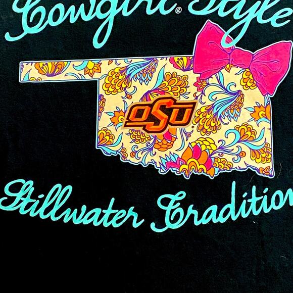 OSU Oklahoma State University Womens Size Medium Black Short sleeve T-Shirt - Picture 1 of 3